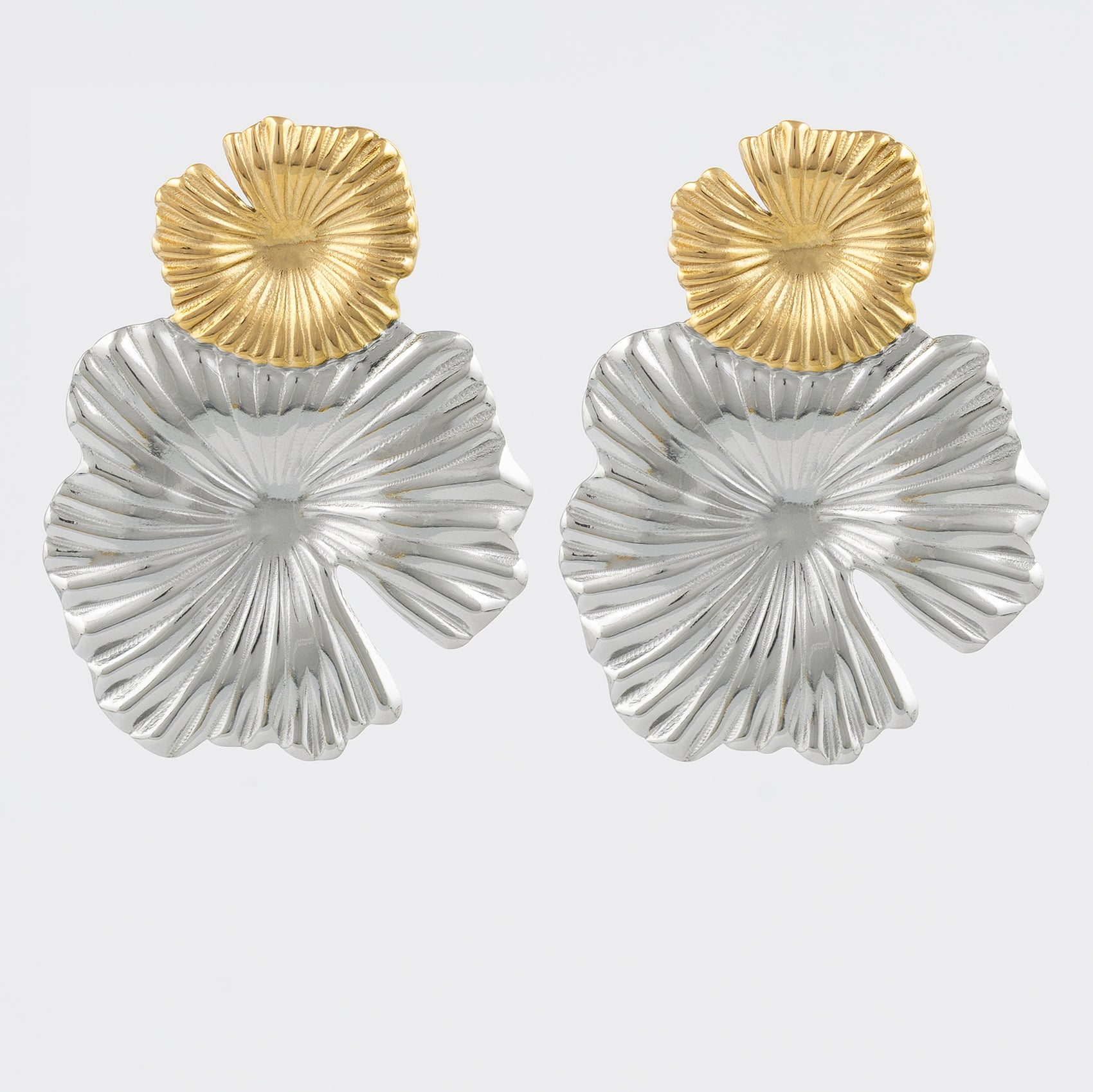 Two-Tone Layered Leaf Drop Earrings Jetlag