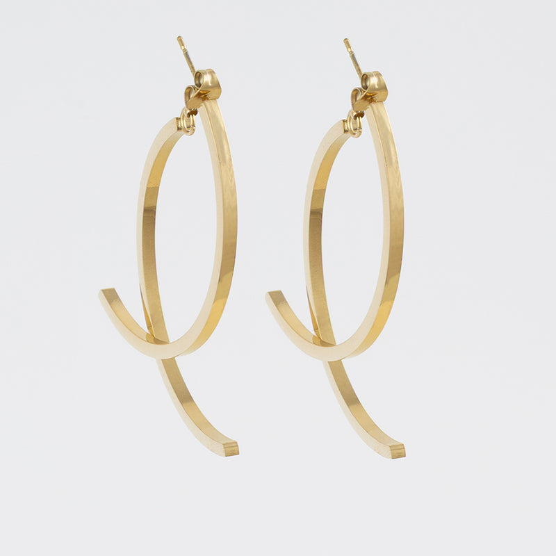 Elongated Gold Drop Earrings Jetlag