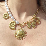 Sun Pendant Necklace with Pearls and Chain – Charms Collection Jetlag