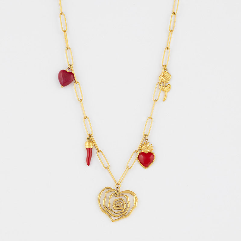 Gold Chain with Red Charms Jetlag