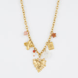 Chunky Link Necklace with Heart Charms Jetlag