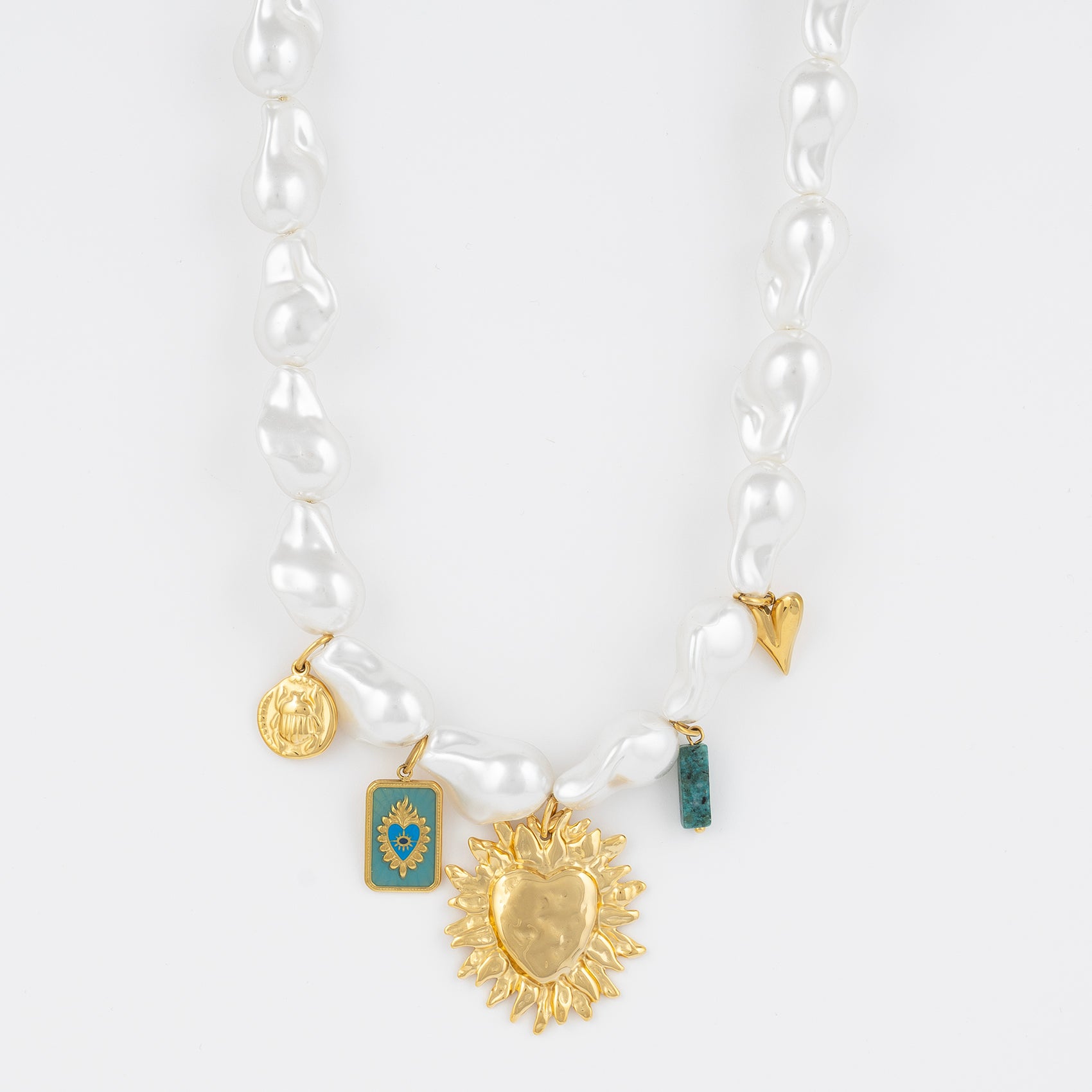 Large Pearl Necklace with Blue Details Jetlag