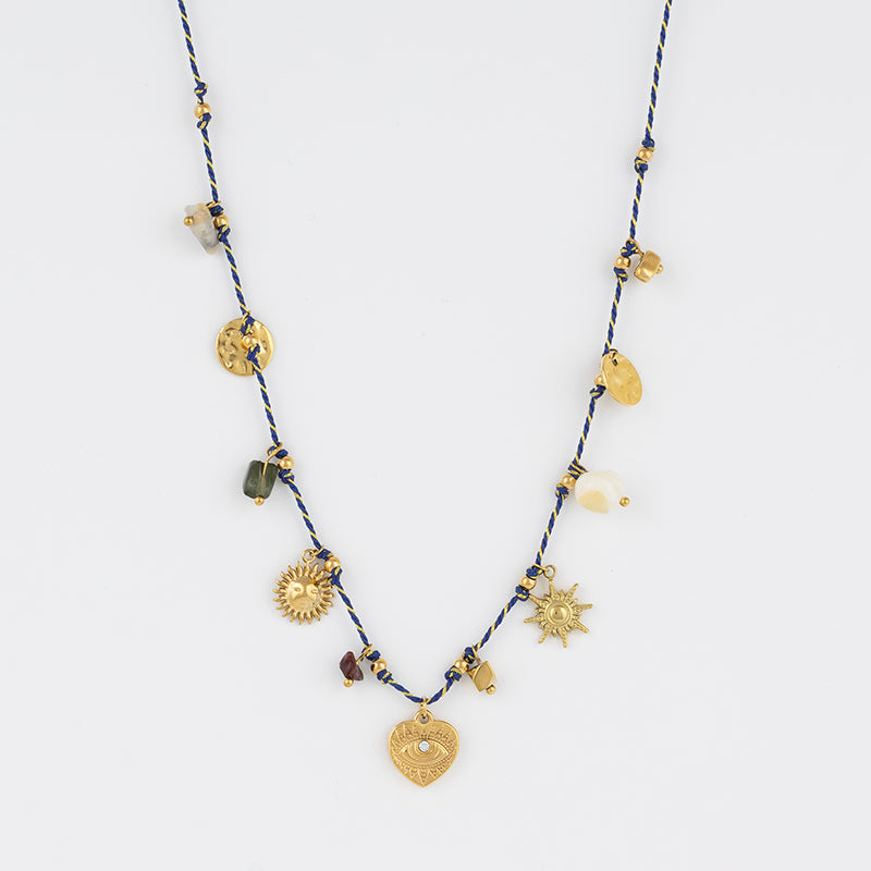 Delicate Rope Chain Heart & Charms Necklace Jetlag