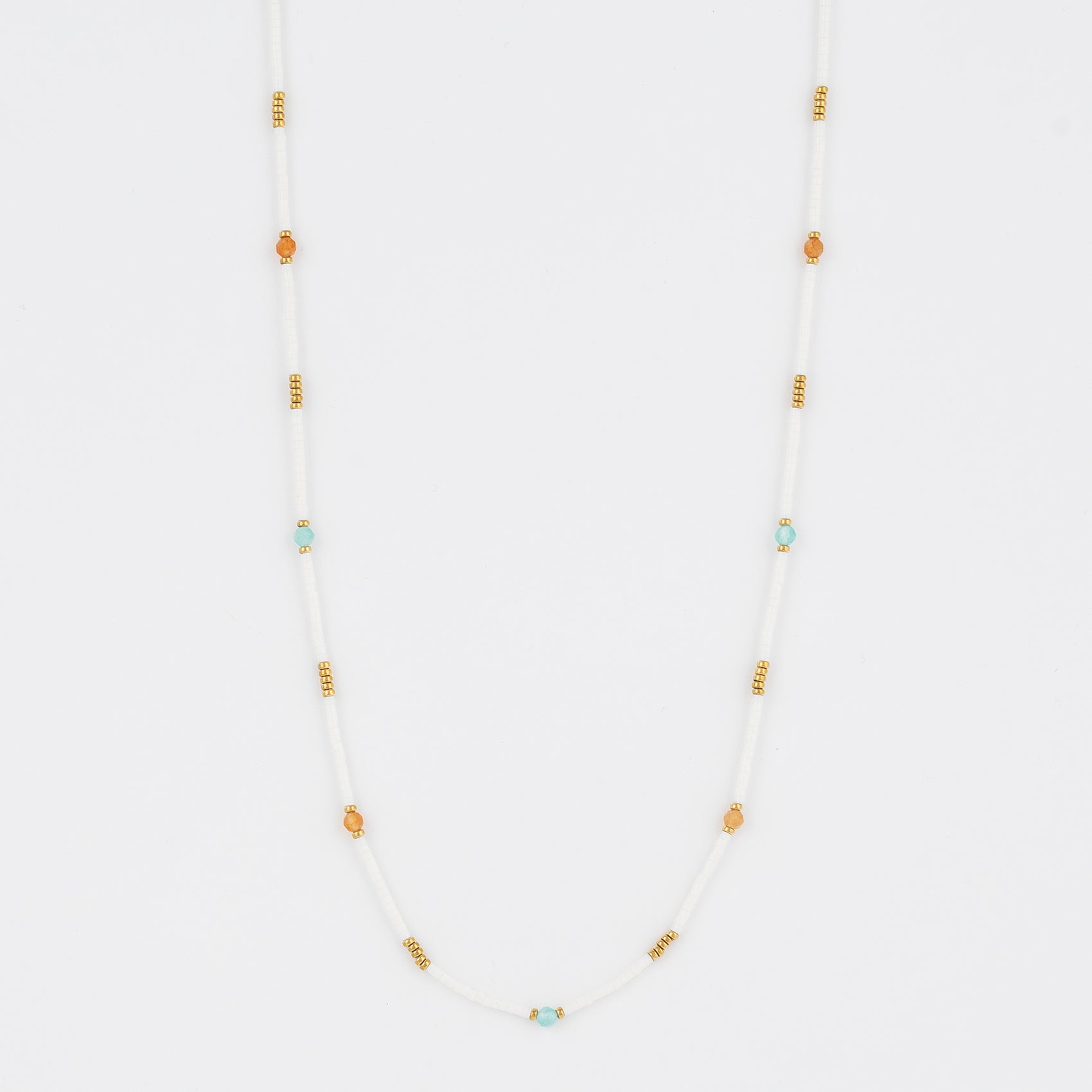 White & Multicolor Seed Bead Necklace Jetlag