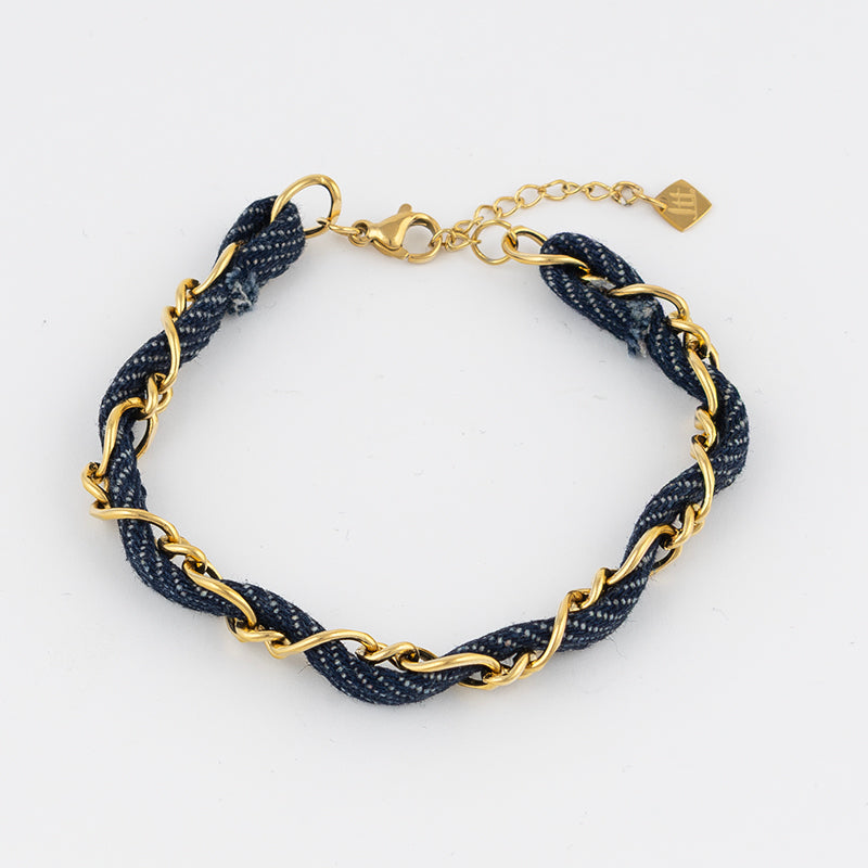 Two-in-One Denim and Gold Chain Bracelet Jetlag
