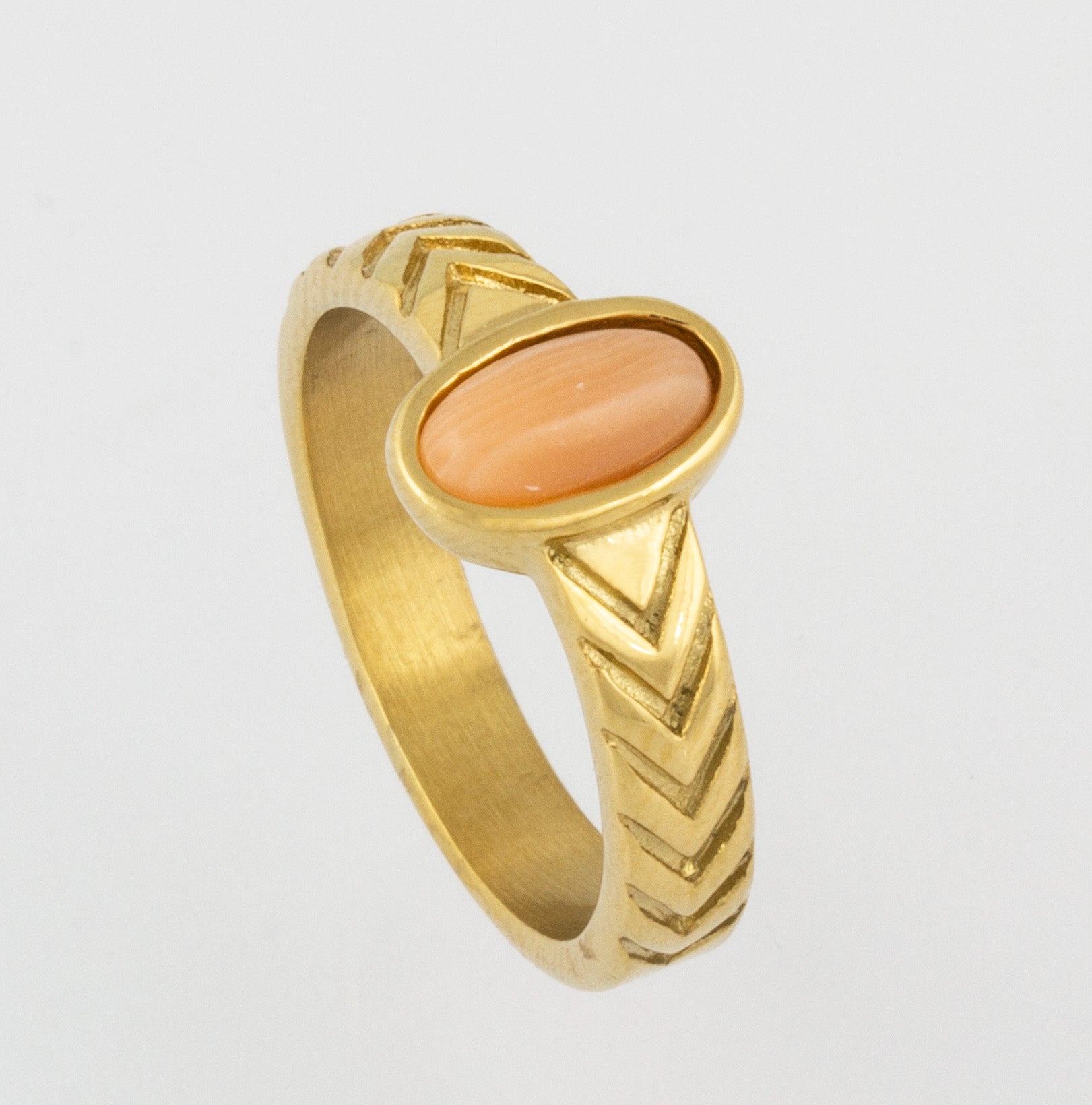 Pink Stone Ring in Stainless Steel Jetlag