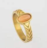 Pink Stone Ring in Stainless Steel Jetlag