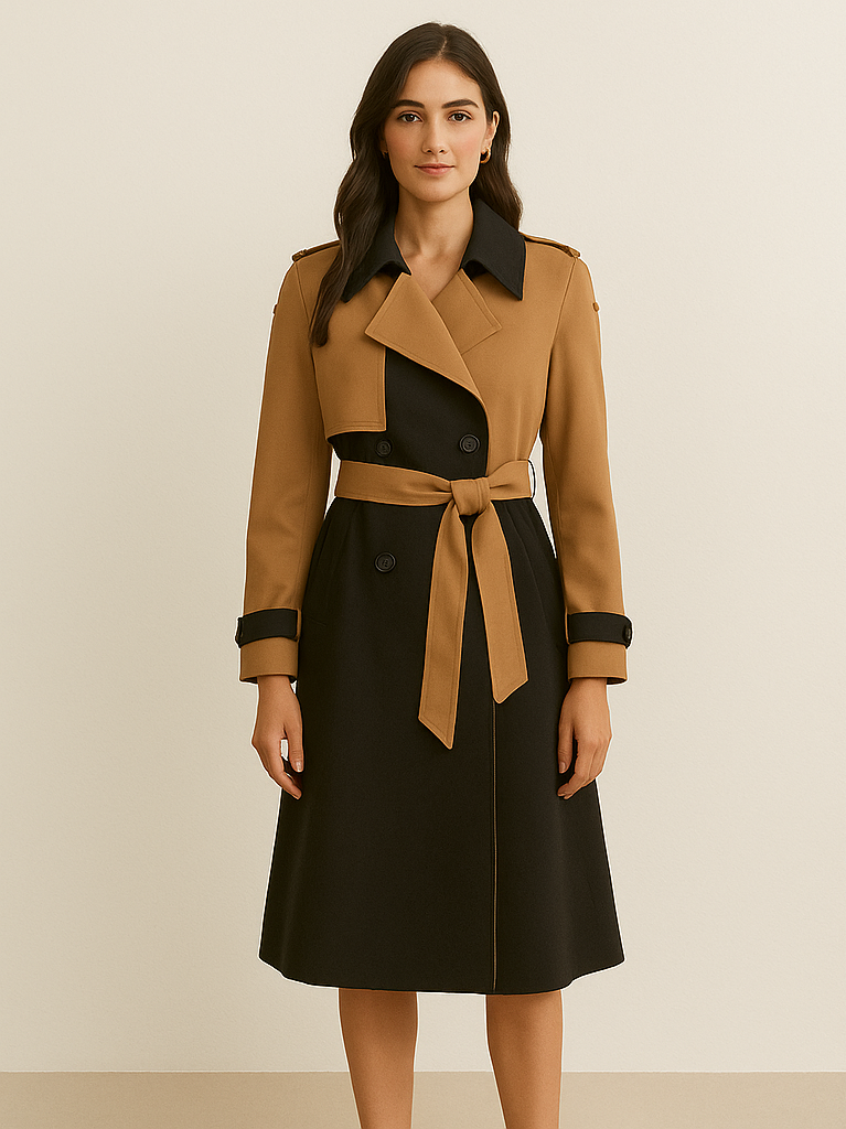 Two-Tone Pleated Trench Coat Arggido