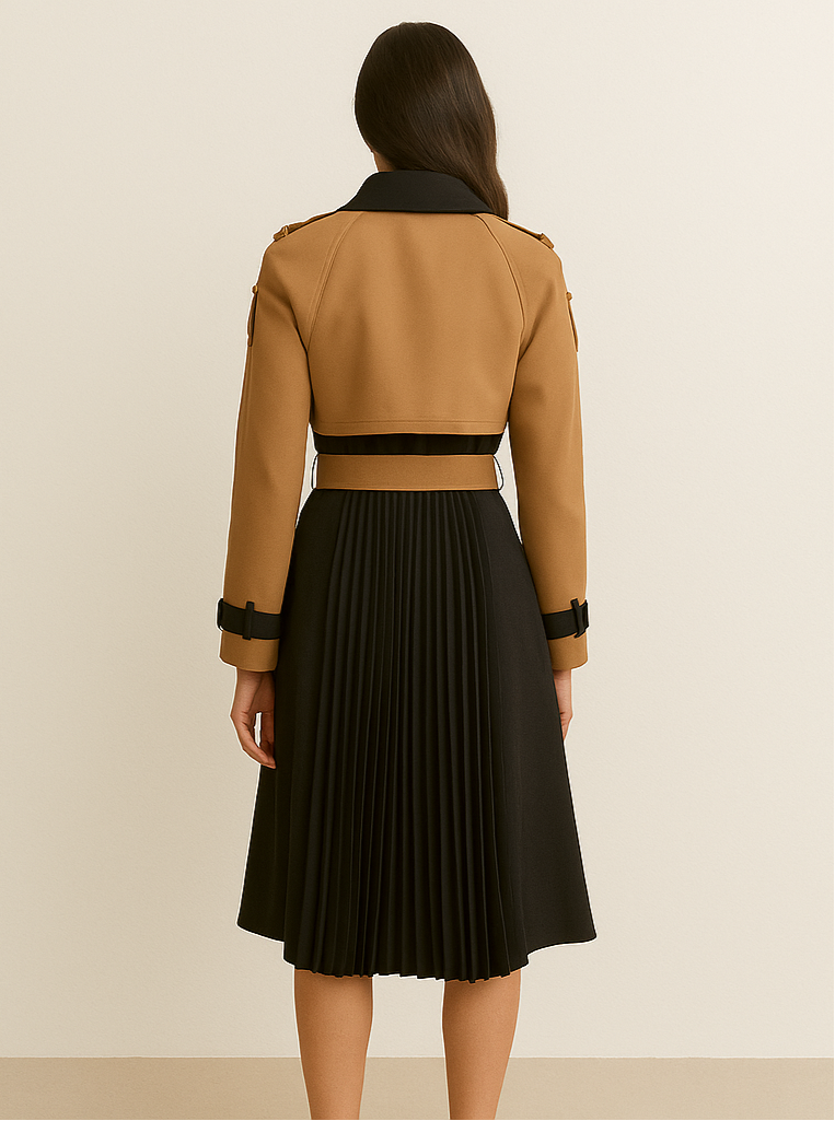Two-Tone Pleated Trench Coat Arggido