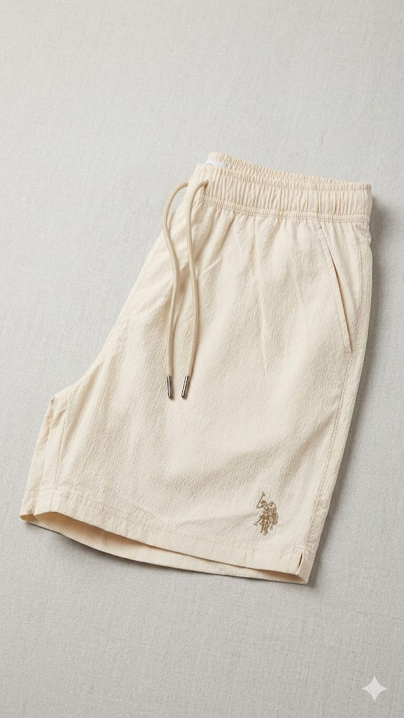 Bege Waffle Texture 5-Inch Swim Shorts U.S. Polo Assn.