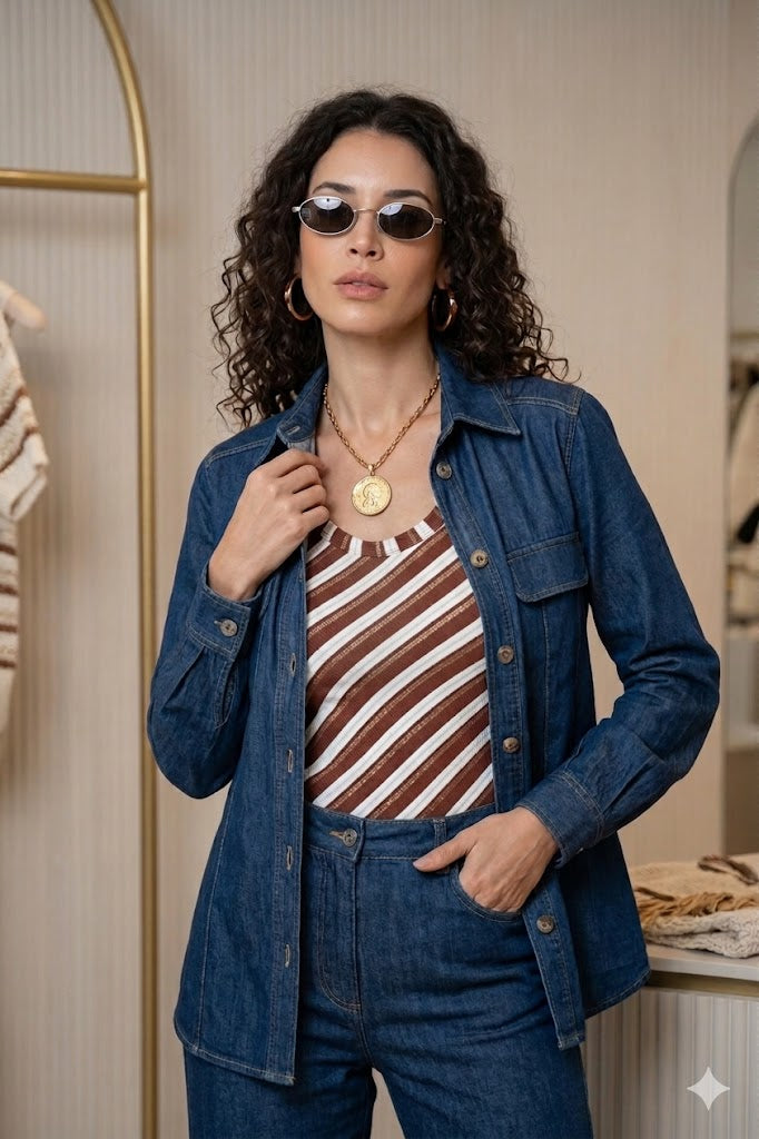Fitted Denim Shirt Arggido