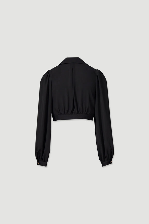Long-Sleeve Buttoned Cropped Blouse Ferrache