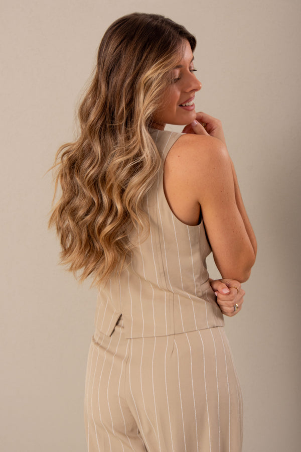 White Pinstripe Waistcoat Ferrache