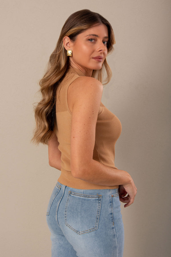 High-Neck Knit Top Ferrache
