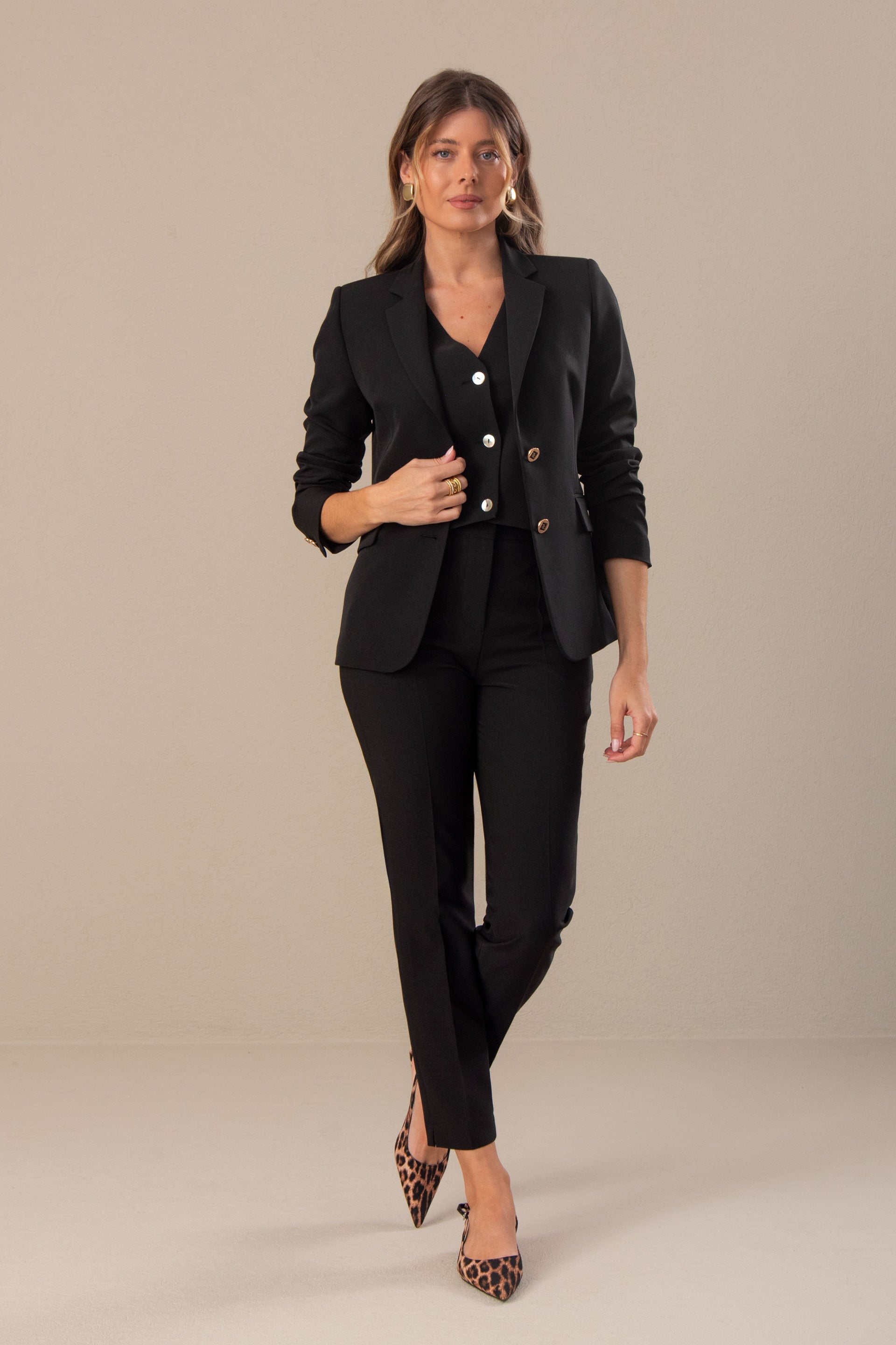 Calça clássica feminina com elástico Ferrache