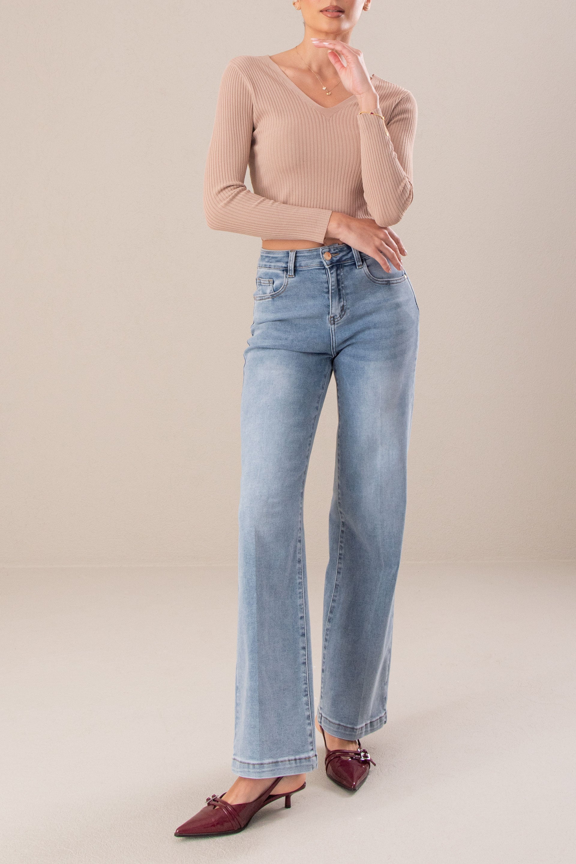 Straight jeans de cintura subida Ferrache