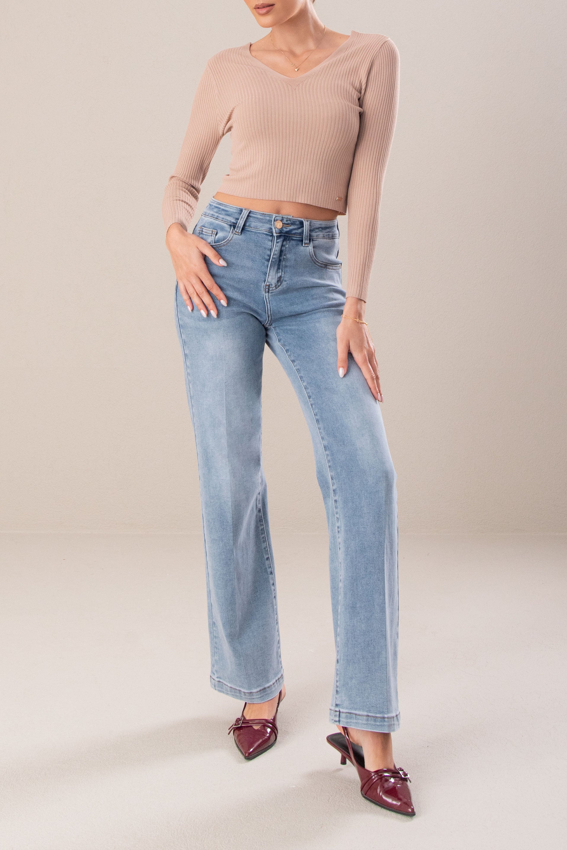 Straight jeans de cintura subida Ferrache