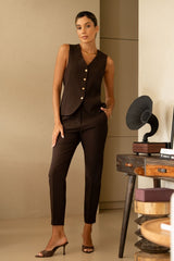 Tailored High-Waist Pants with Elasticated Belt Ferrache