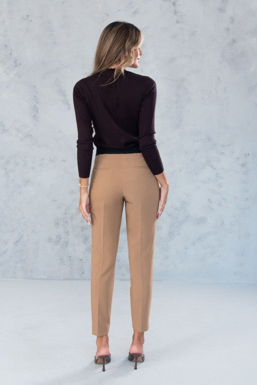 Tailored High-Waist Pants with Elasticated Belt Ferrache