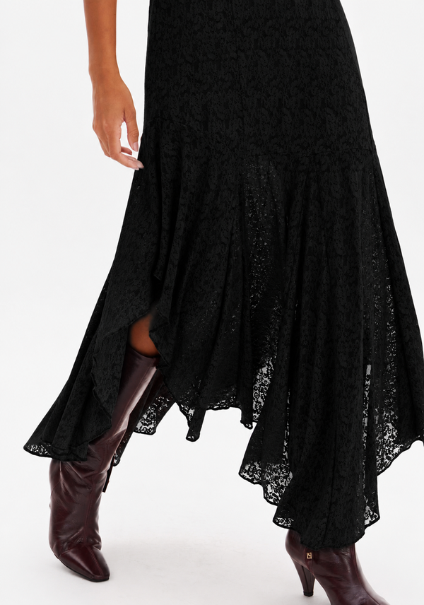 Midi Lace Dress with Asymmetrical Hem Lança Perfume