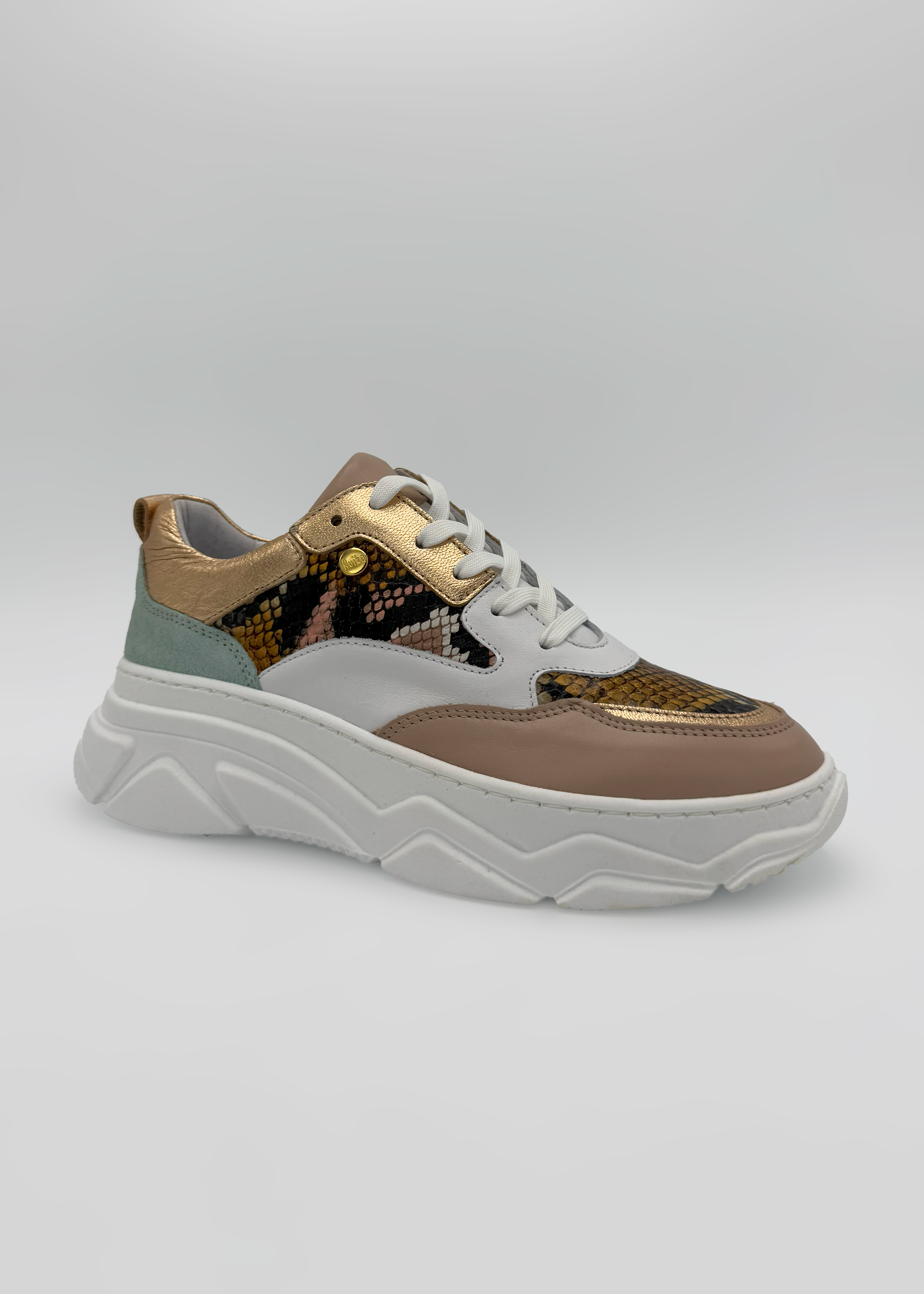 Nude Python-Effect Sneakers Ruika