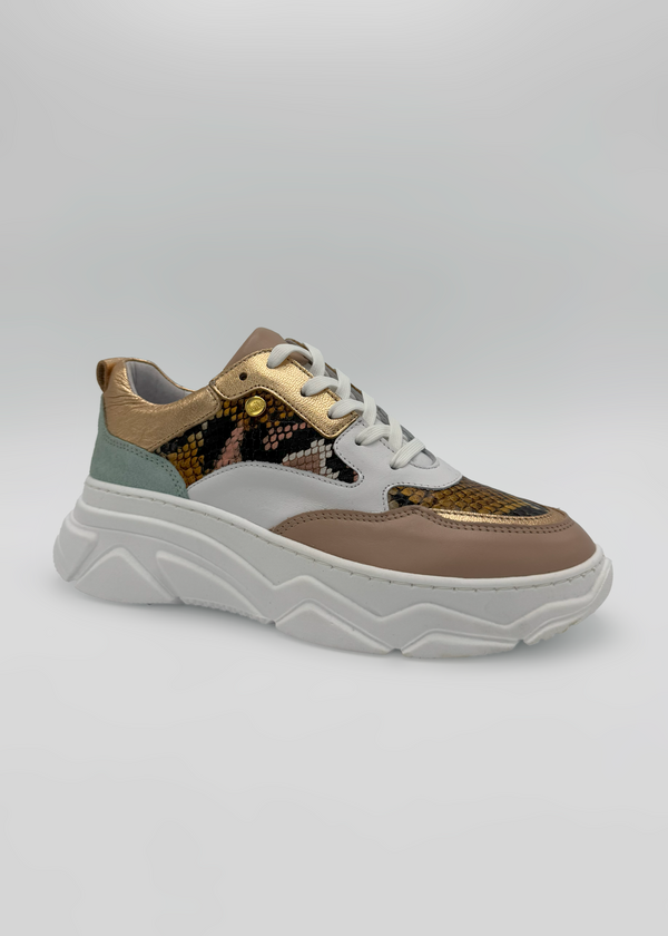 Nude Python-Effect Sneakers Ruika