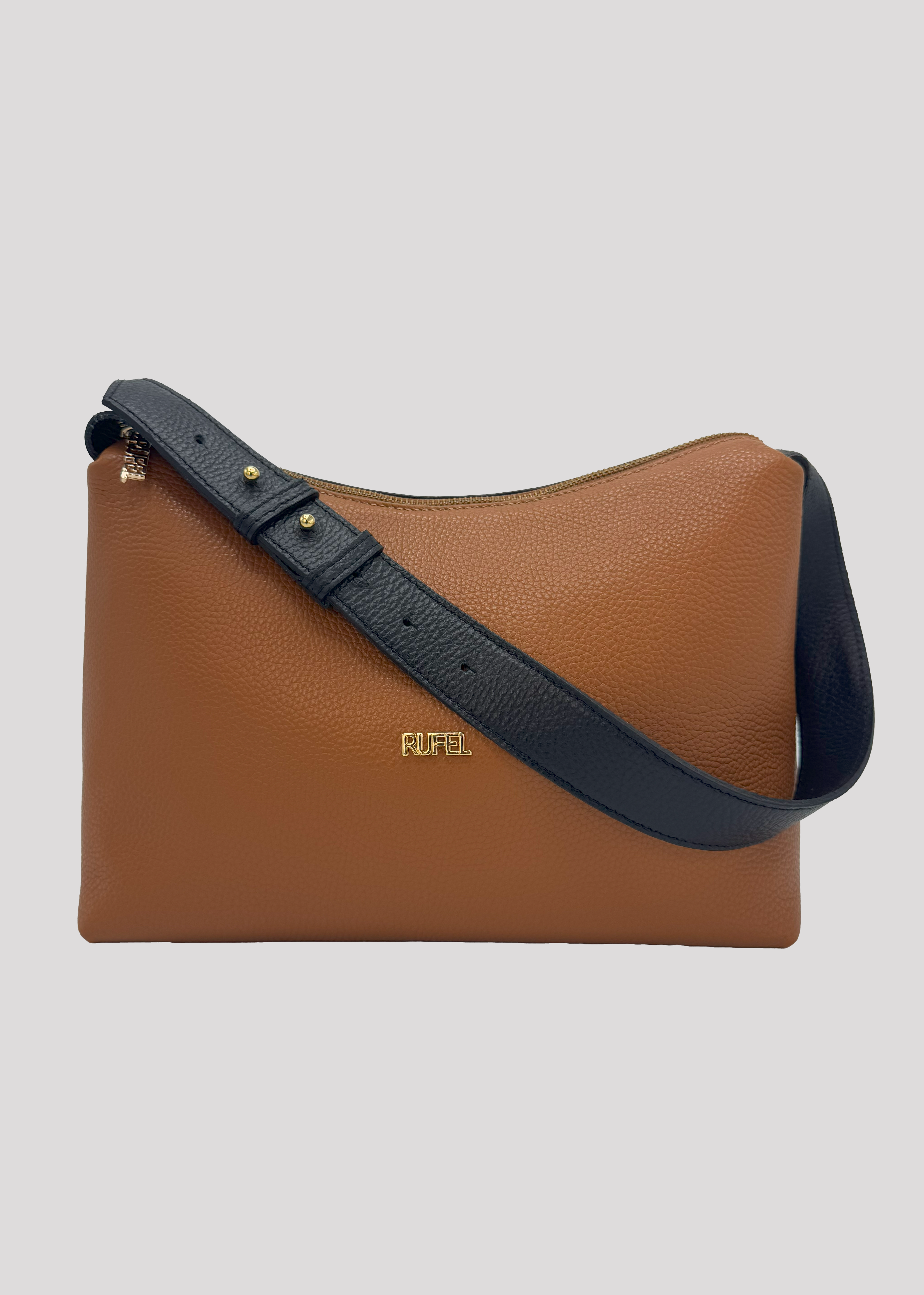 Camel and black shoulder bag Rufel