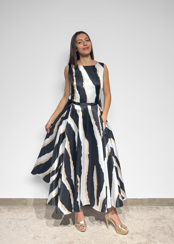 Tricolor Fluid Midi Dress with Back Detail Carla Ruiz