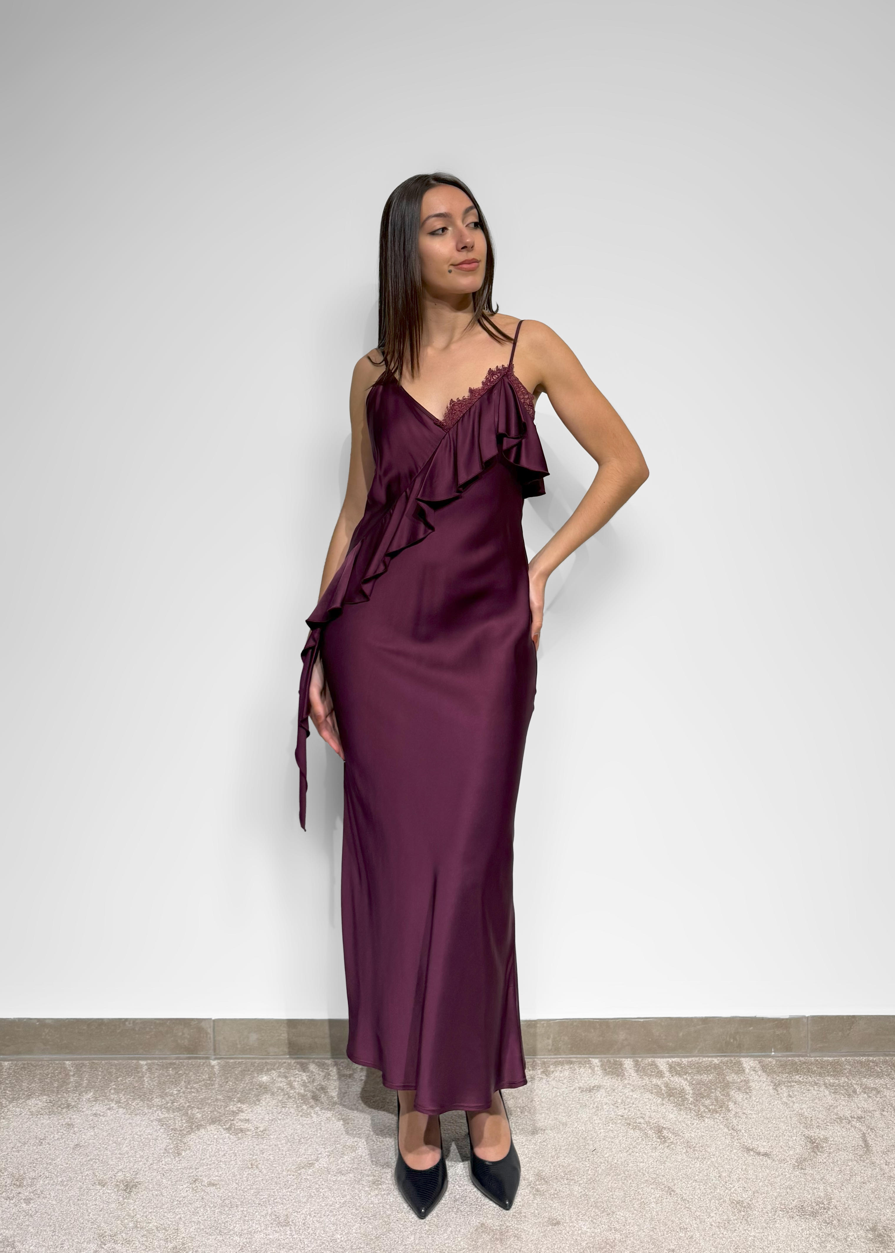 Vestido de alças com folho Imperial