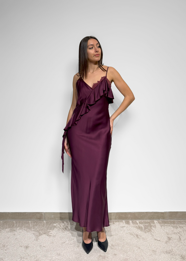 Vestido de alças com folho Imperial