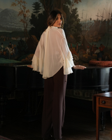 Blusa Fluida de Gola Alta com Punhos com Folhos Sahoco