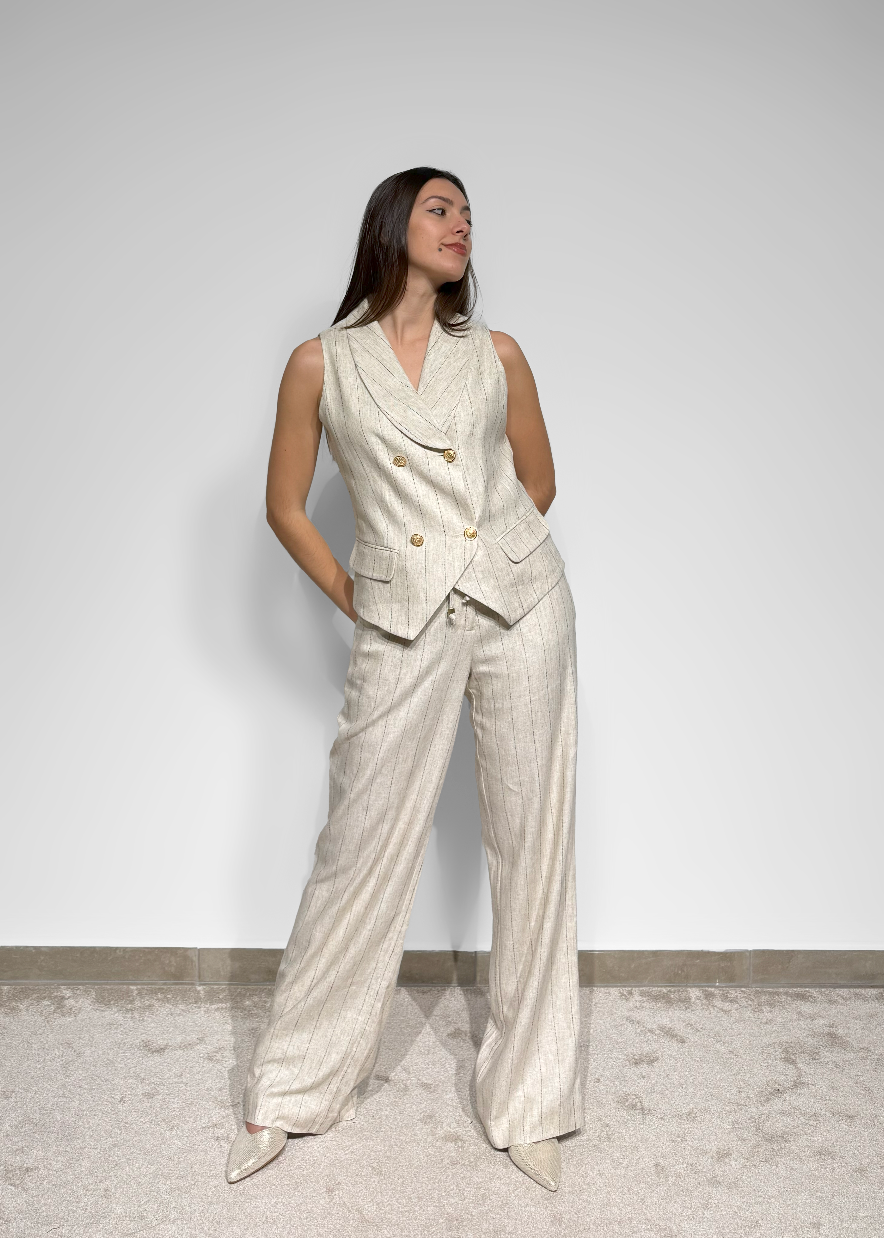 Pinstripe Linen Trousers Lusiana