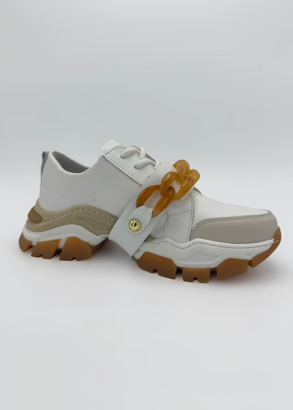 White Sneakers with Chain Detail Ruika