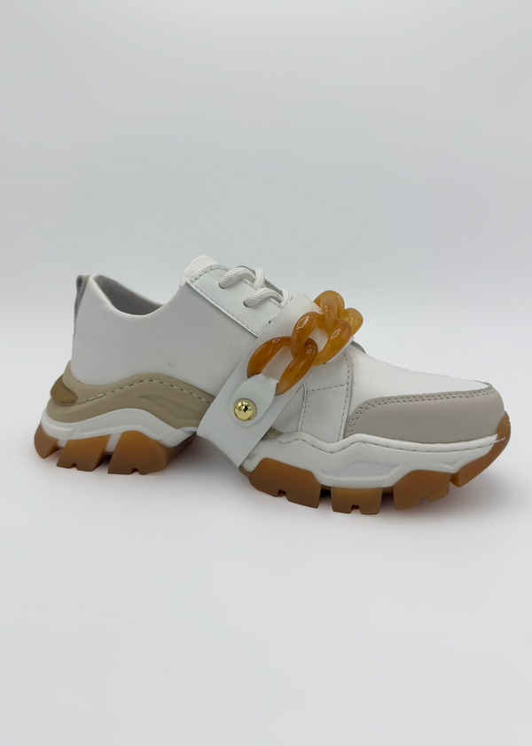 White Sneakers with Chain Detail Ruika