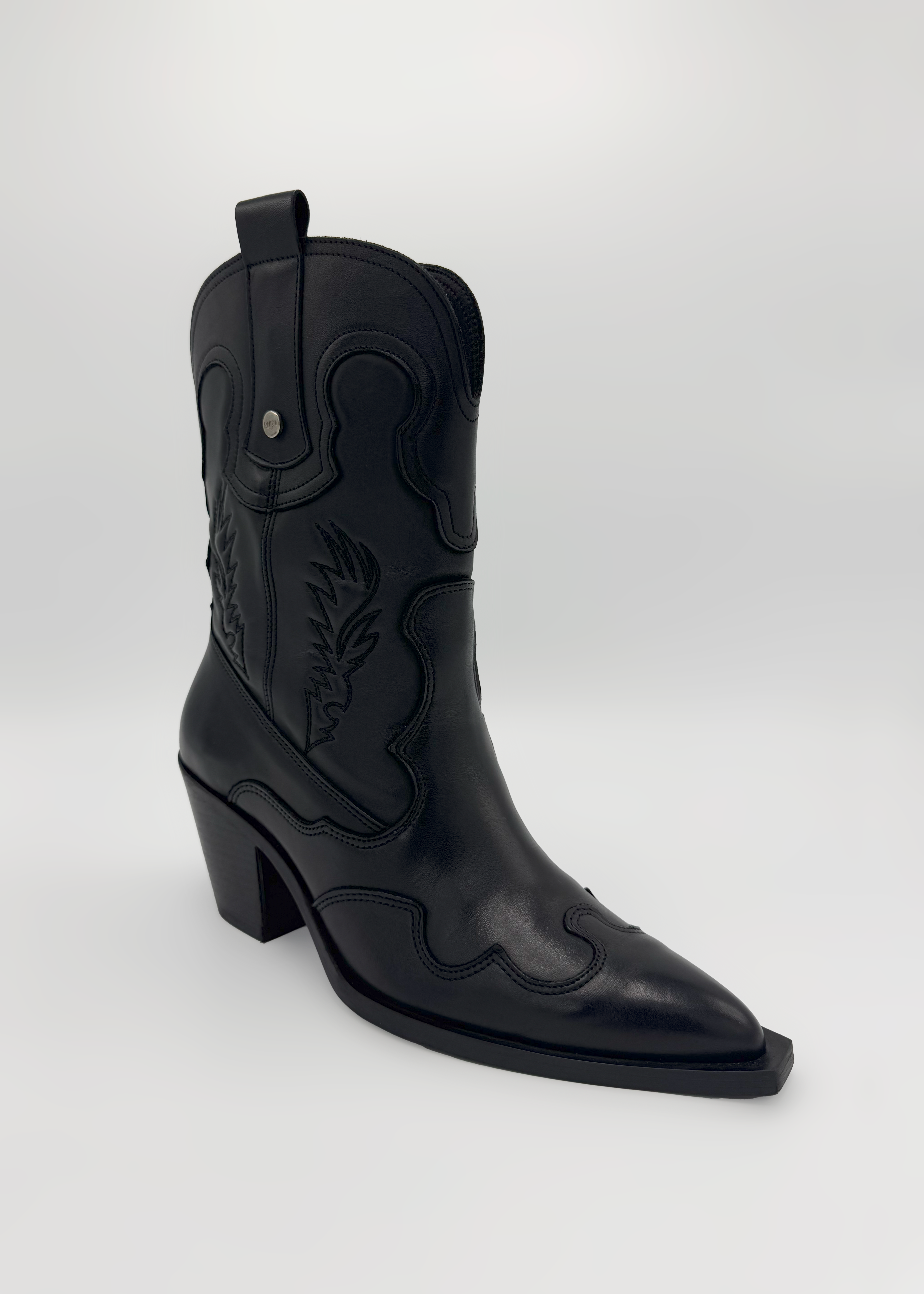 Mid Height Western Leather Boots