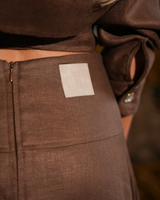 High-Waisted A-Line Linen Midi Skirt Sahoco