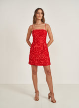 Embroidered Cinch-Waist Mini Dress Colcci