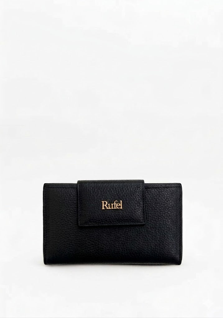 Metallic Logo Textured Flap Wallet  Rufel
