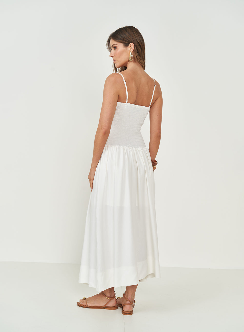 Corset-Style Linen Midi Dress Colcci