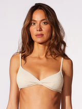 Oásis Solid Sand-Textured Crossover Triangle Bikini Top CIA. Marítima