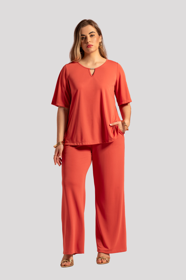 Half Sleeve Round Neck Knitted Top Quattro Venti