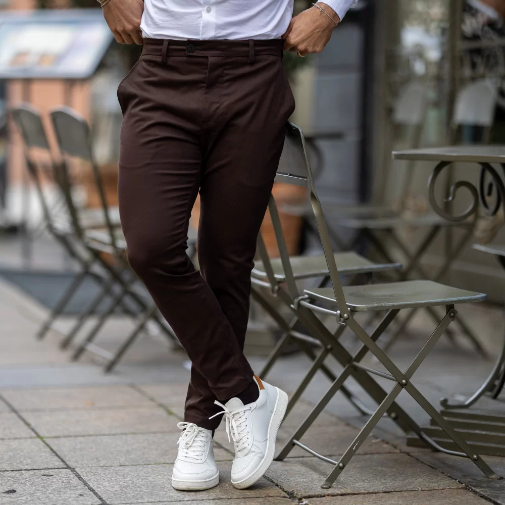 Calça sarja com elástico slim fit Zolf