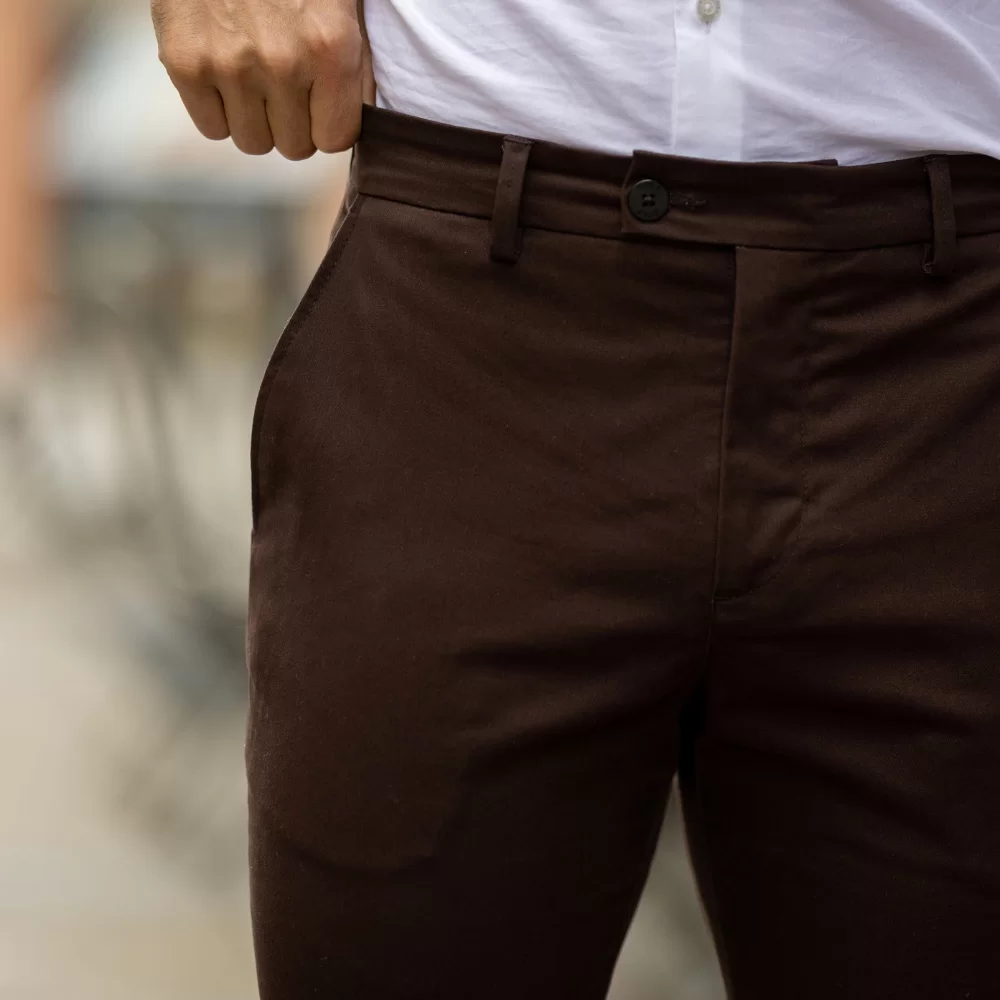 Calça sarja com elástico slim fit Zolf