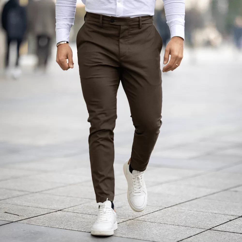 Calça sarja com elástico slim fit Zolf