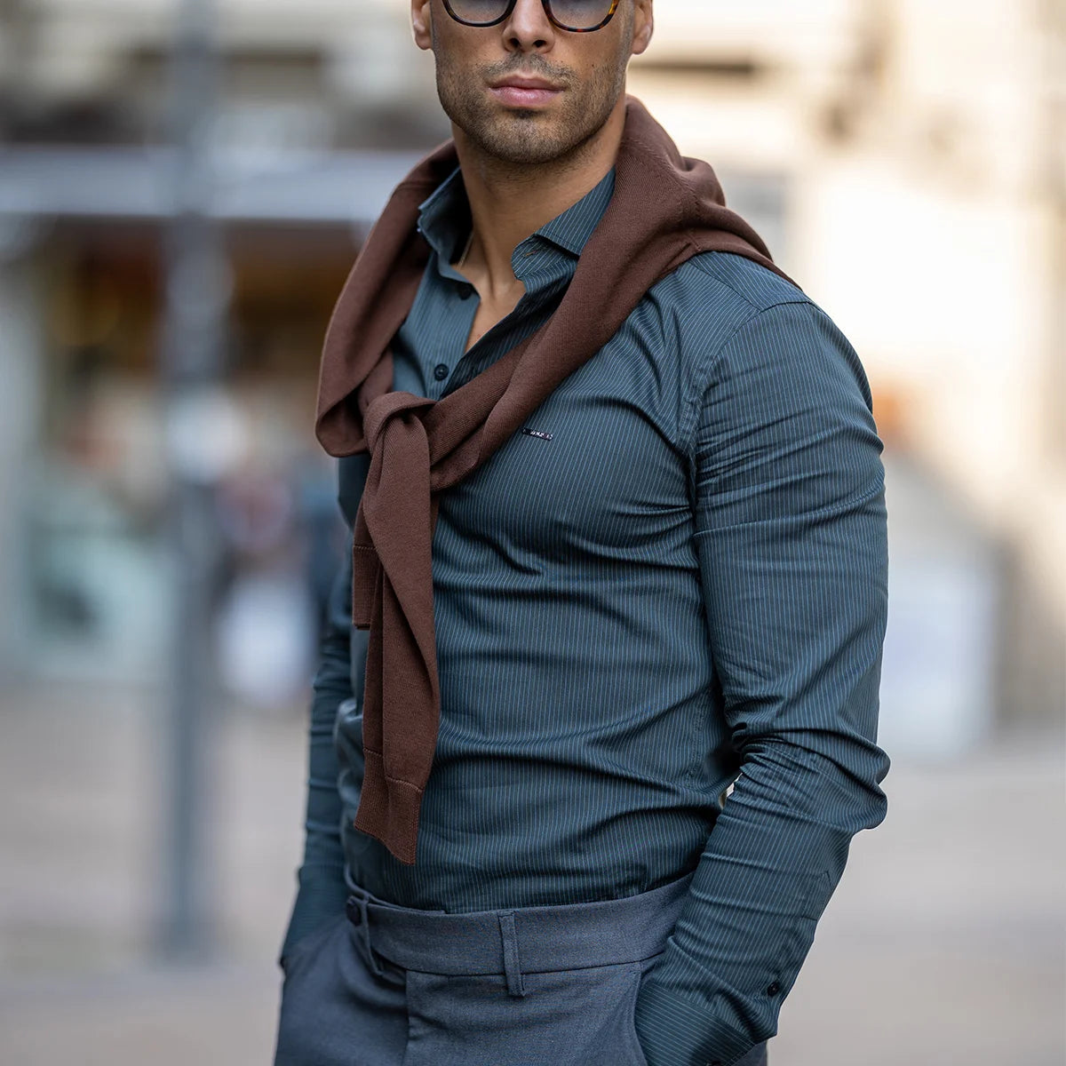 Camisa gola italiana com risca slim fit Zolf