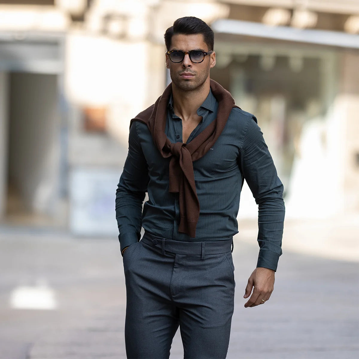 Camisa gola italiana com risca slim fit Zolf
