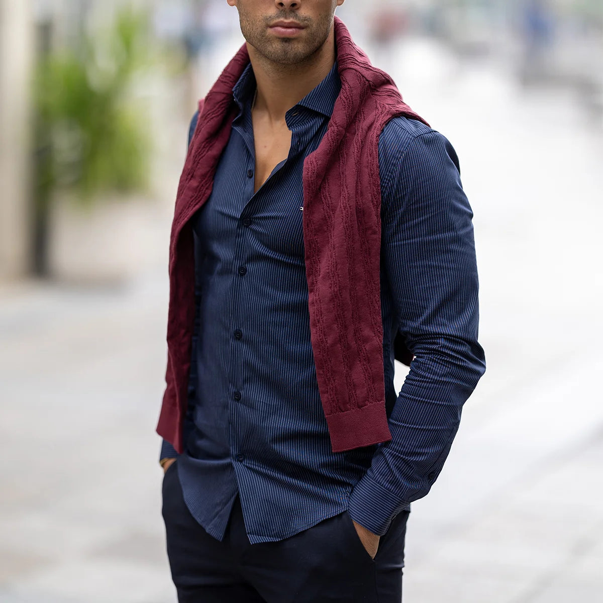 Camisa gola italiana com risca slim fit Zolf