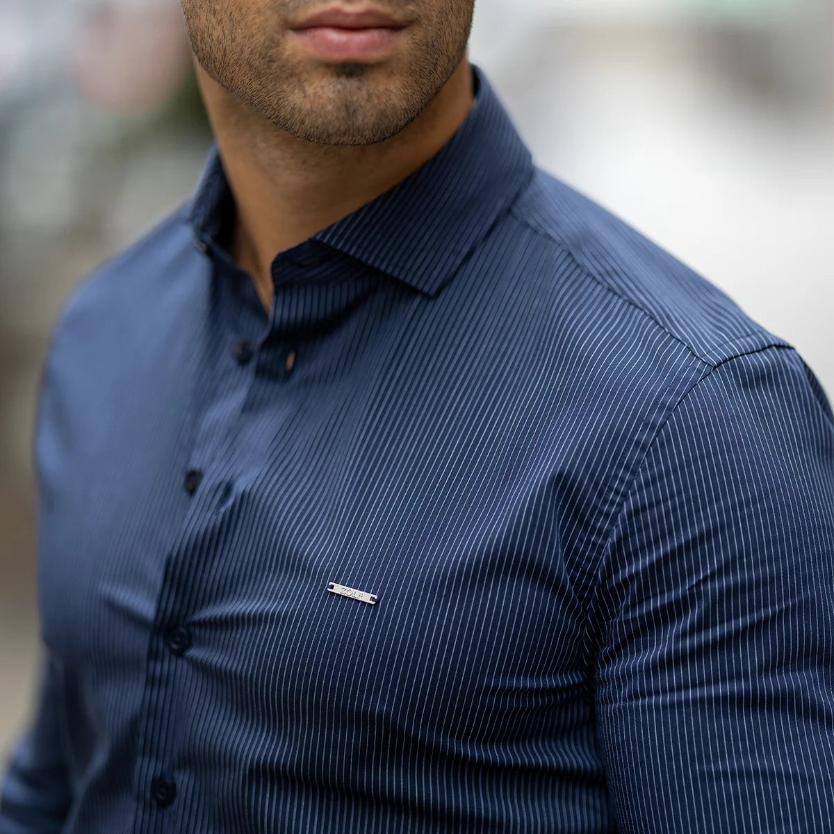 Camisa gola italiana com risca slim fit Zolf