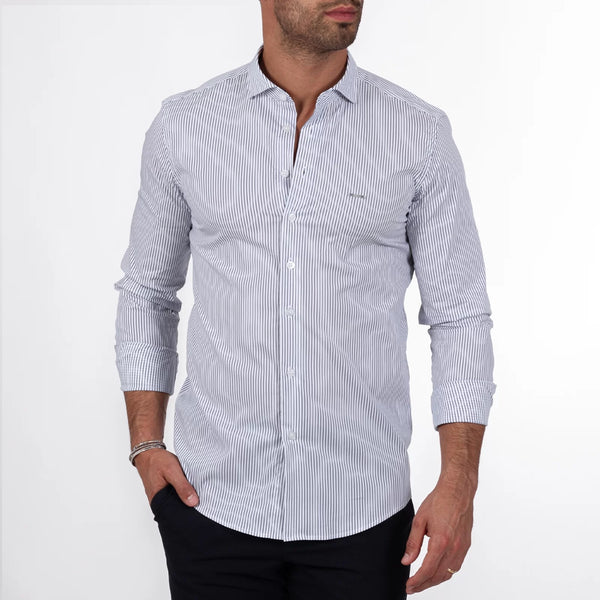 Pinstripe Slim-Fit Shirt with Italian Collar Zolf
