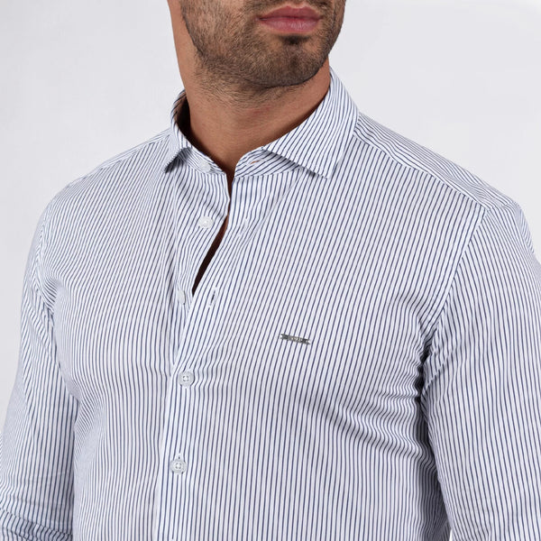 Pinstripe Slim-Fit Shirt with Italian Collar Zolf